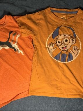 Boys 5T Shirt Bundle Puma & Blippi Orange Tees